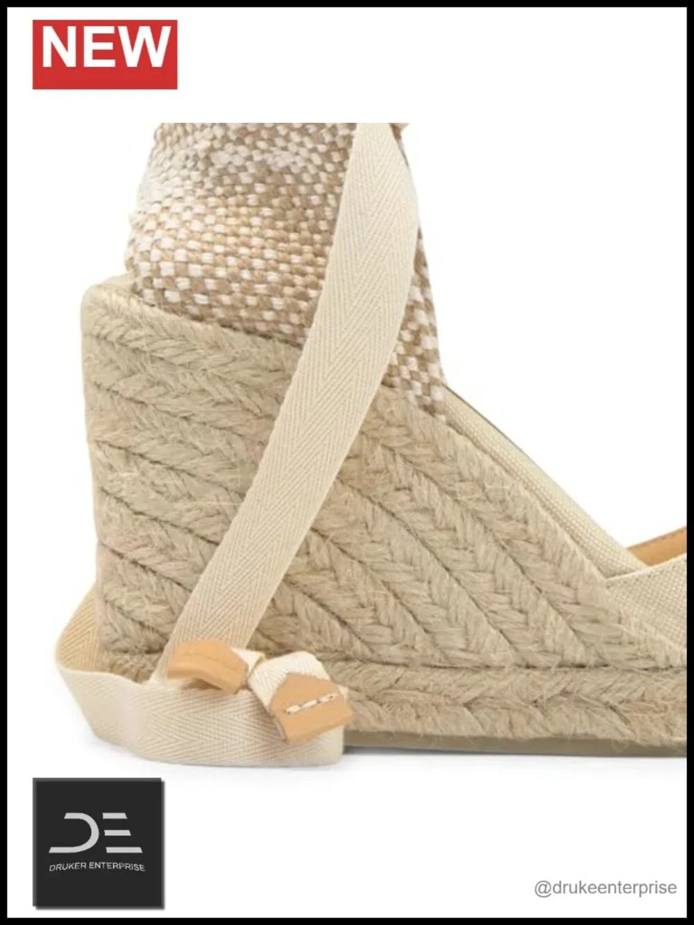 Wedge Espadrille Sandals with Jute Detail & Ankle Strap - Woven Back